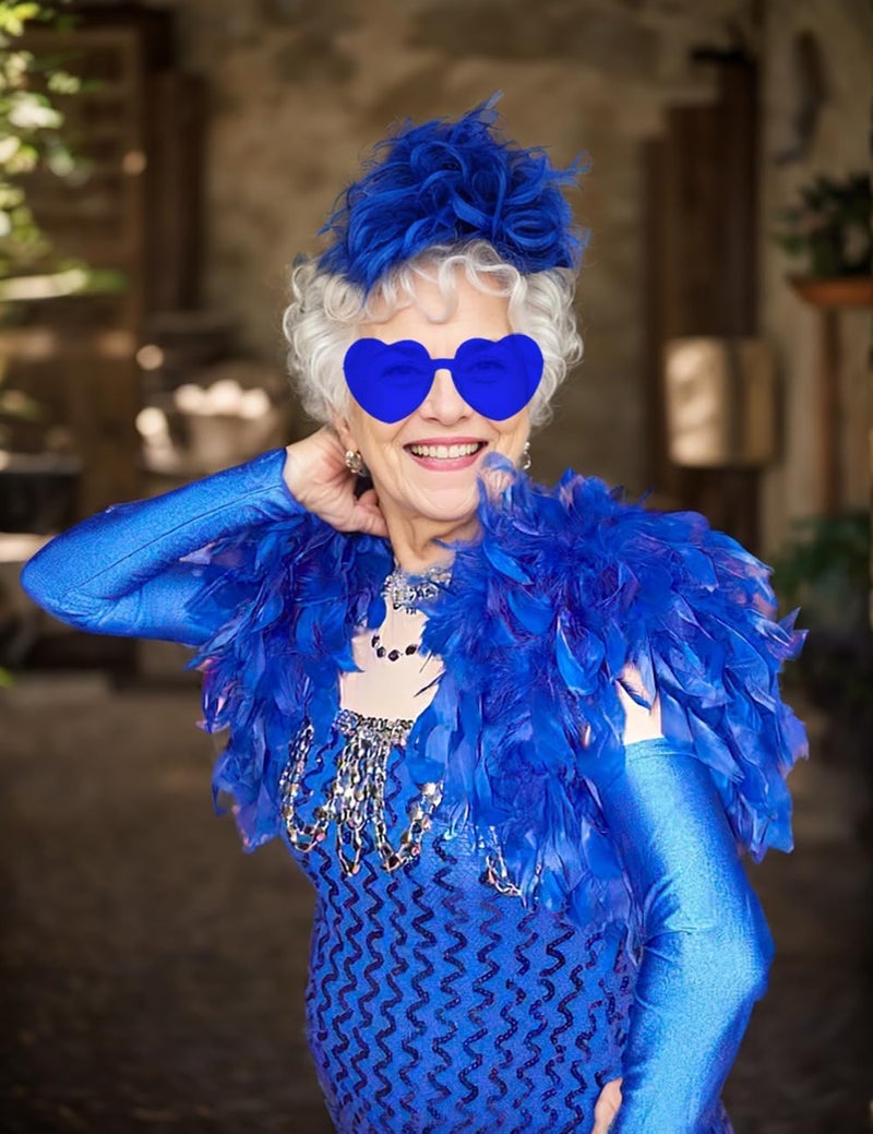 SHENYI 45g 2Yard Feather Boa with Body Glitter and Heart Sunglasses for Women and Teen Girls Bachelorette Party Halloween - Image 4
